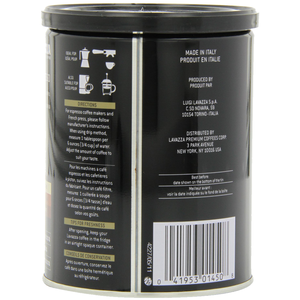 Lavazza Caffe Espresso - Ground Coffee 8-Ounce Cans